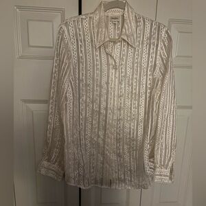 Neiman Marcus Cream 100% Silk Button Down Blouse